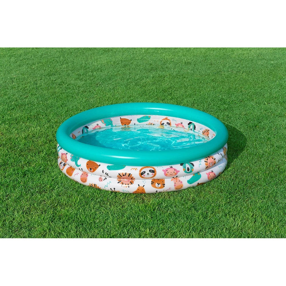 Trade Shop - Piscina A 3 Anelli Gonfiabile Rotonda 102x25cm Per Bambini +2 Anni Giardino 51008 -