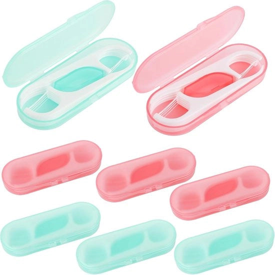 Cassette portatile per plettre da flessa - 6 viaggi di plettre da flessa - scatola con 60 pezzi - piccoli plettre da flessa dentali - contenitore per stuzzicadenti dispenser - per igiene dentale e di viaggio - cura dei denti e della bocca .