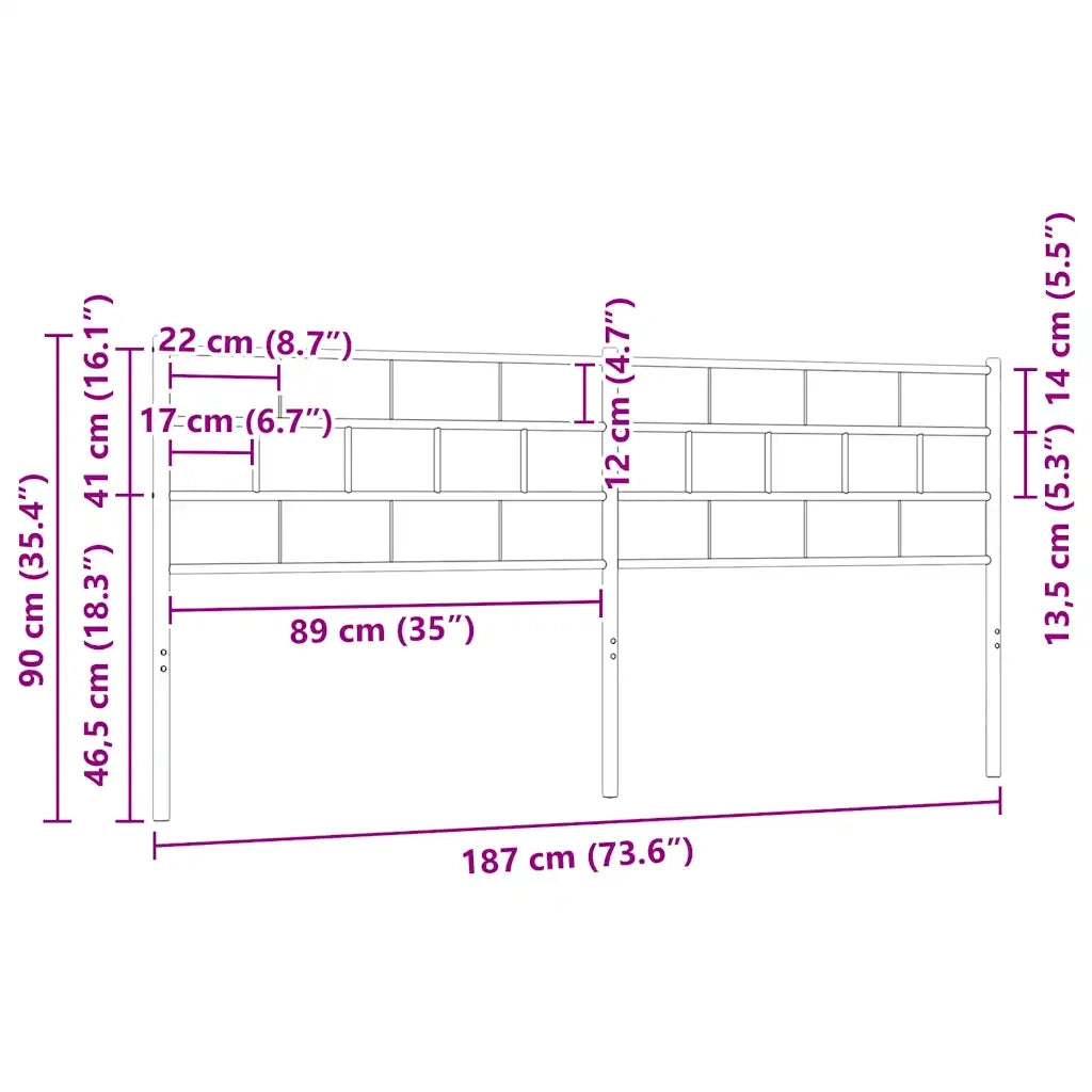 Testiera | Testata di Ricambio in Metallo Bianco 180 cm
