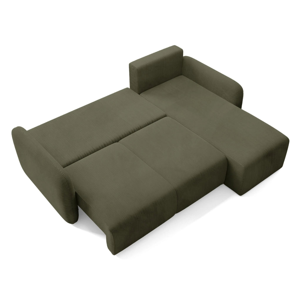 Ranco, Divano Letto con Penisola Contenitore, 245x185 cm Verde