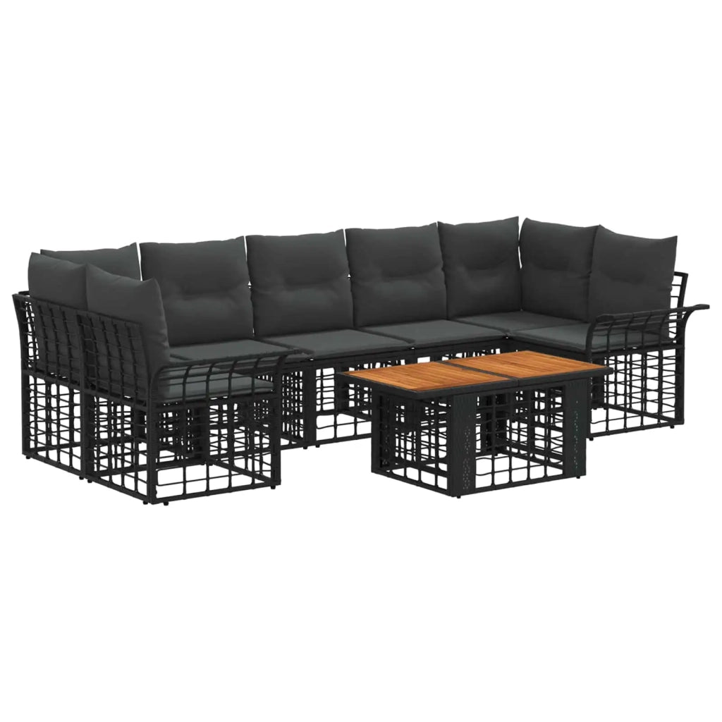 Set Divano da Giardino 8 pz Nero e Grigio scuro polyrattan 3437955
