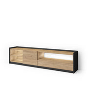 Mobile TV Soggiorno, 207x50x37 cm, Per TV fino a 80", LED, Rovere e nero
