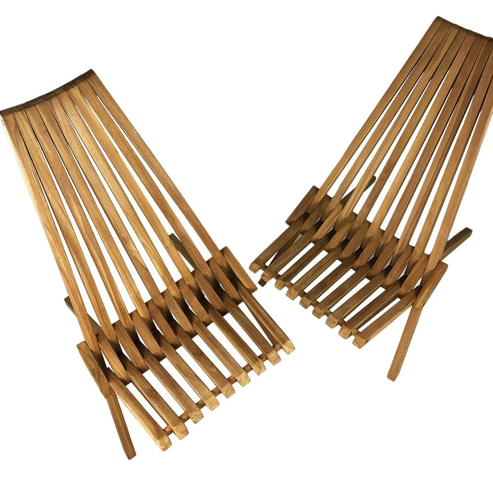 Set 2 Sedie Bistrot Pieghevoli per Giardino Nicla in Legno Teak