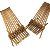 Set 2 Sedie Bistrot Pieghevoli per Giardino Nicla in Legno Teak