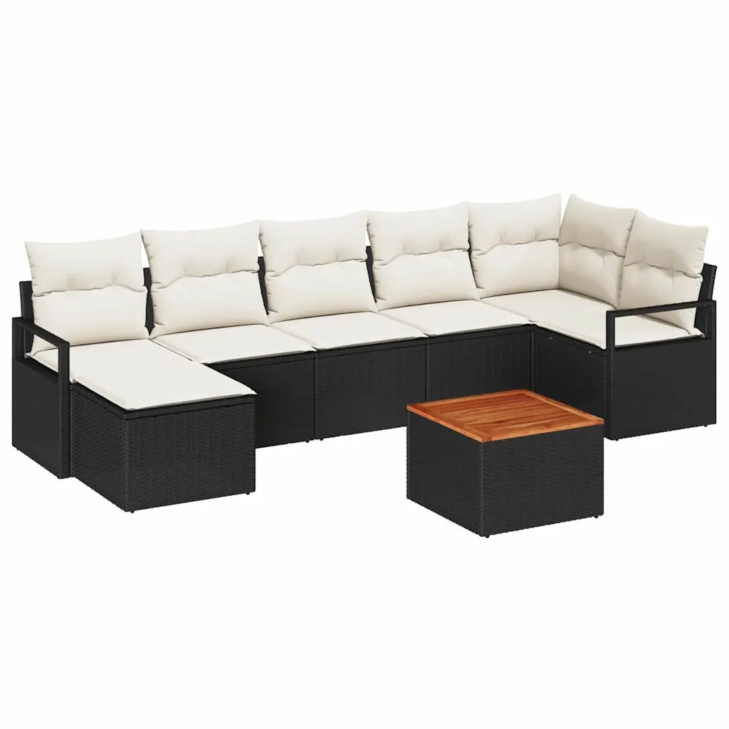 Set Divano da Giardino con cuscino 8 pcs Nero polyrattan 3347733