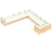 Set di mobili da giardino mobili da esterno 10 pezzi con cuscini legno di pino color crema 02_0015018