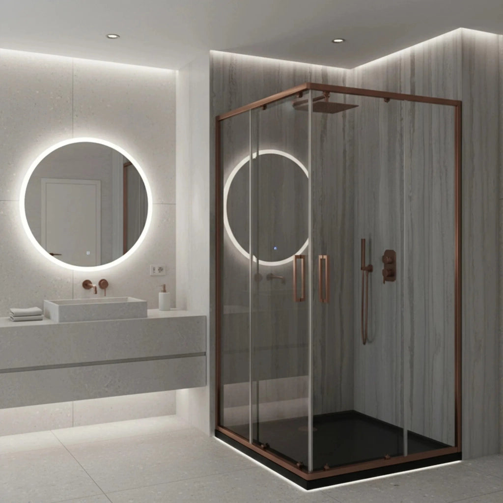 Cabina Doccia Rea City 80x100 Brush Copper con piatto doccia Savoy