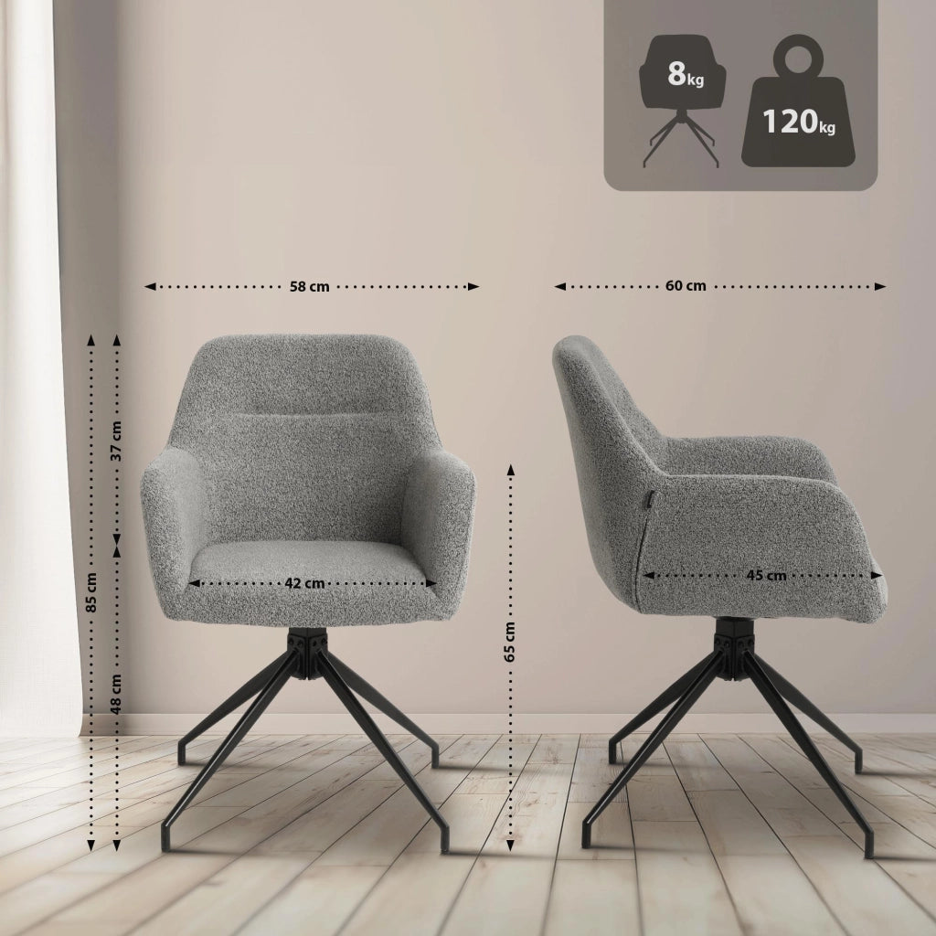 Sedia per sala da pranzo Merlinda in tessuto Teddy 3