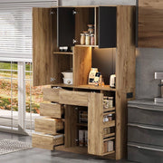 Armadio da cucina alto - Xylo - 185x105x40cm - Ripiano spezie scorrevole, illuminazione LED