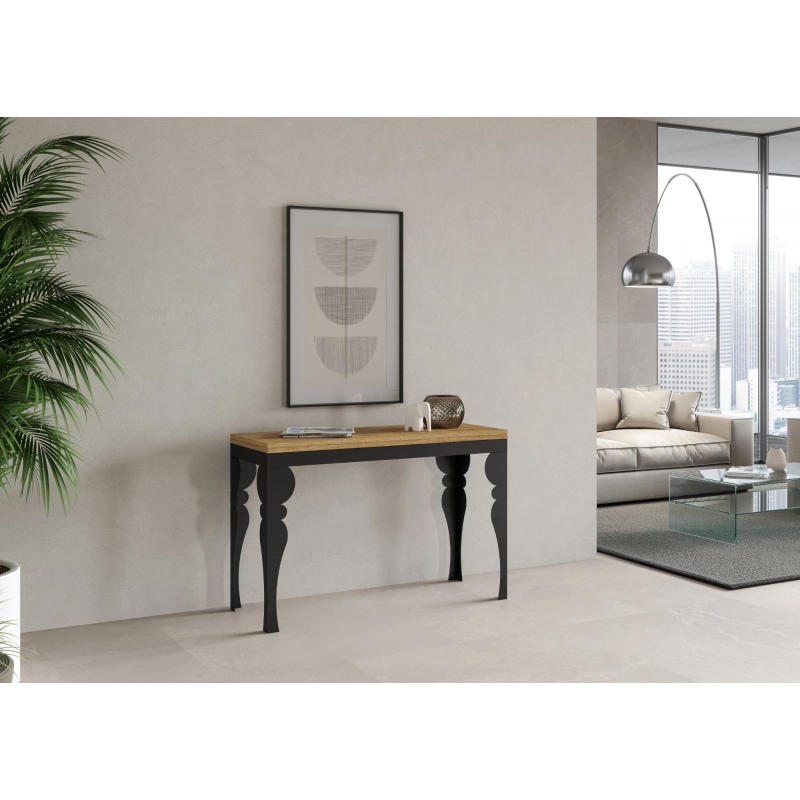 Tavolo apribile 120x45/90 cm Paxon Double telaio Antracite - Quercia Natura