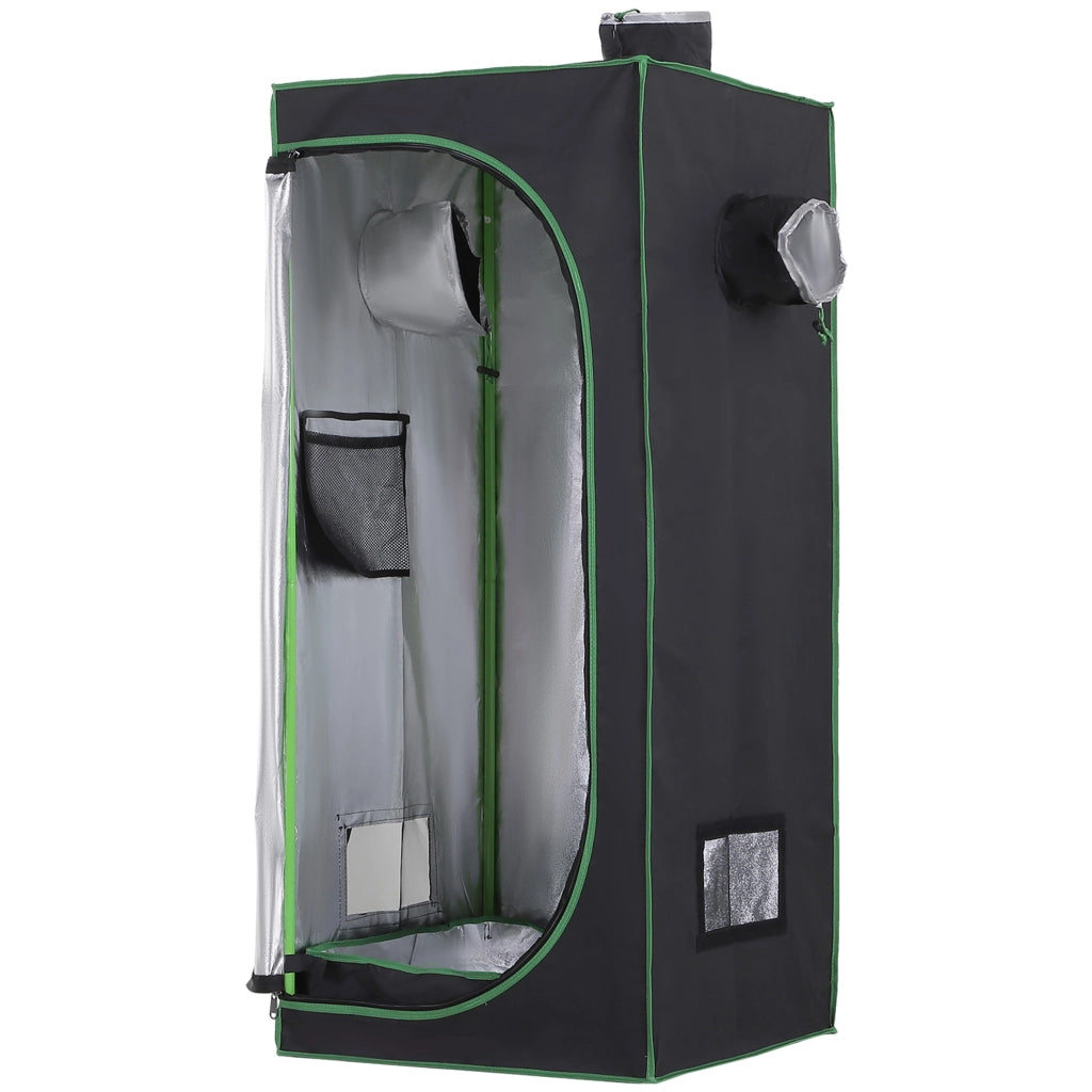Tenda Idroponica in Oxford 600D ¨C zephmum ¨C 60x60x140 cm, Nero, 3 Prese d'Aria, Finestra, Foro Cavi