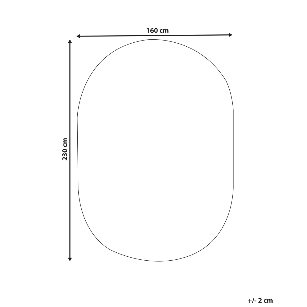 Tappeto in poliestere a pelo lungo tuftato a macchina, ovale 160 x 230 cm beige sabbia stile moderno