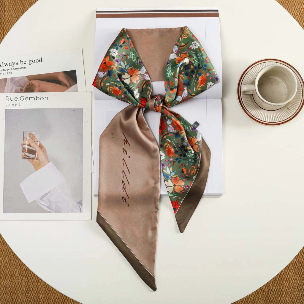 Nuova fascia per capelli alla moda con decorazioni in seta, piccola sciarpa, elastico per capelli, foulard, cintura