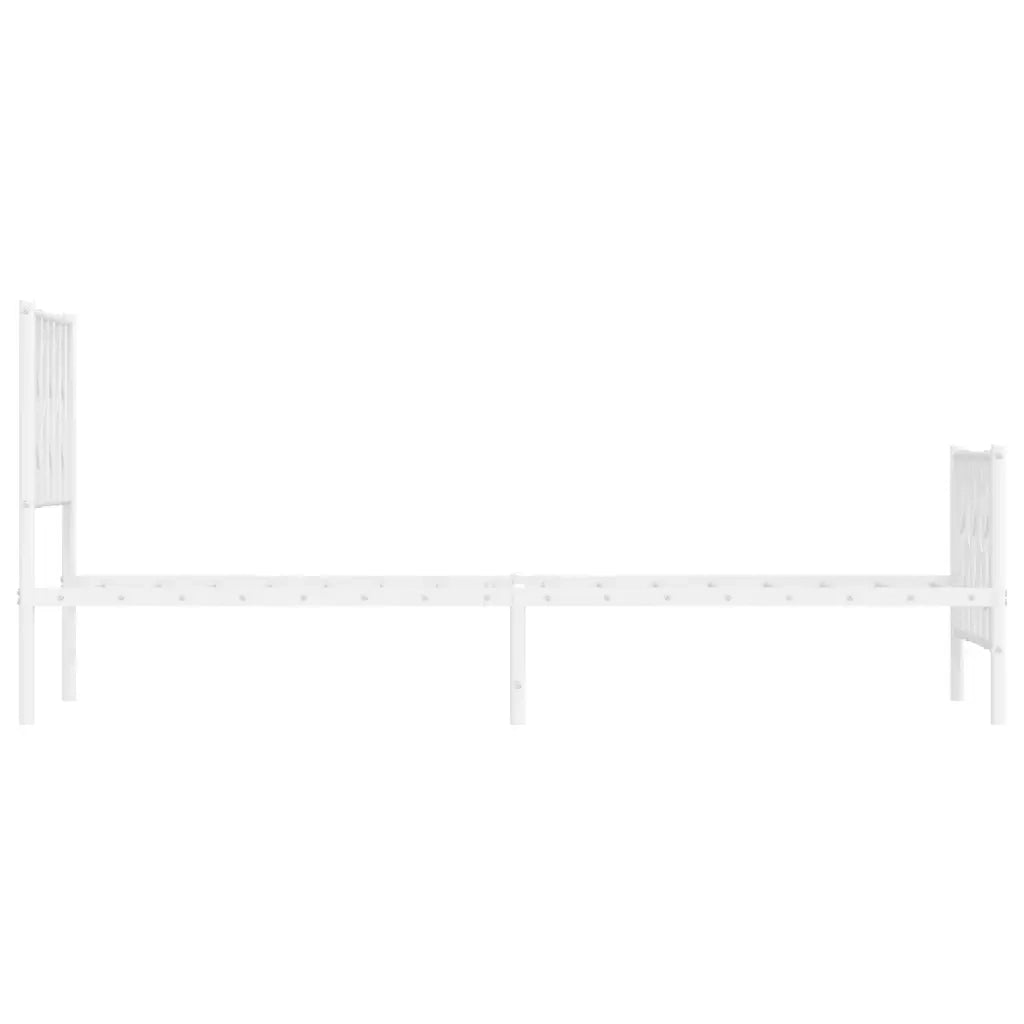 Letto singolo | Letto per adulti | Giroletto con Testiera e Pediera Metallo Bianco 80x200 cm