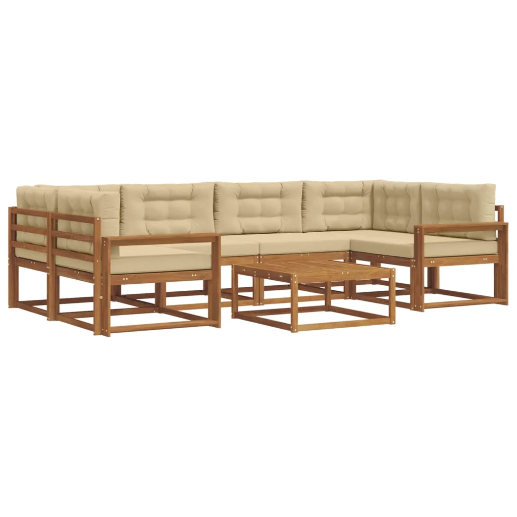 Set di divani da esterno con cuscino 7 pcs Naturale e Beige