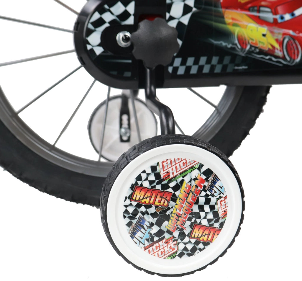 Bicicletta per Bambini 16" Disney Cars Freni Caliper e Stabilizzatori in Acciaio Hi-Ten Rosso
