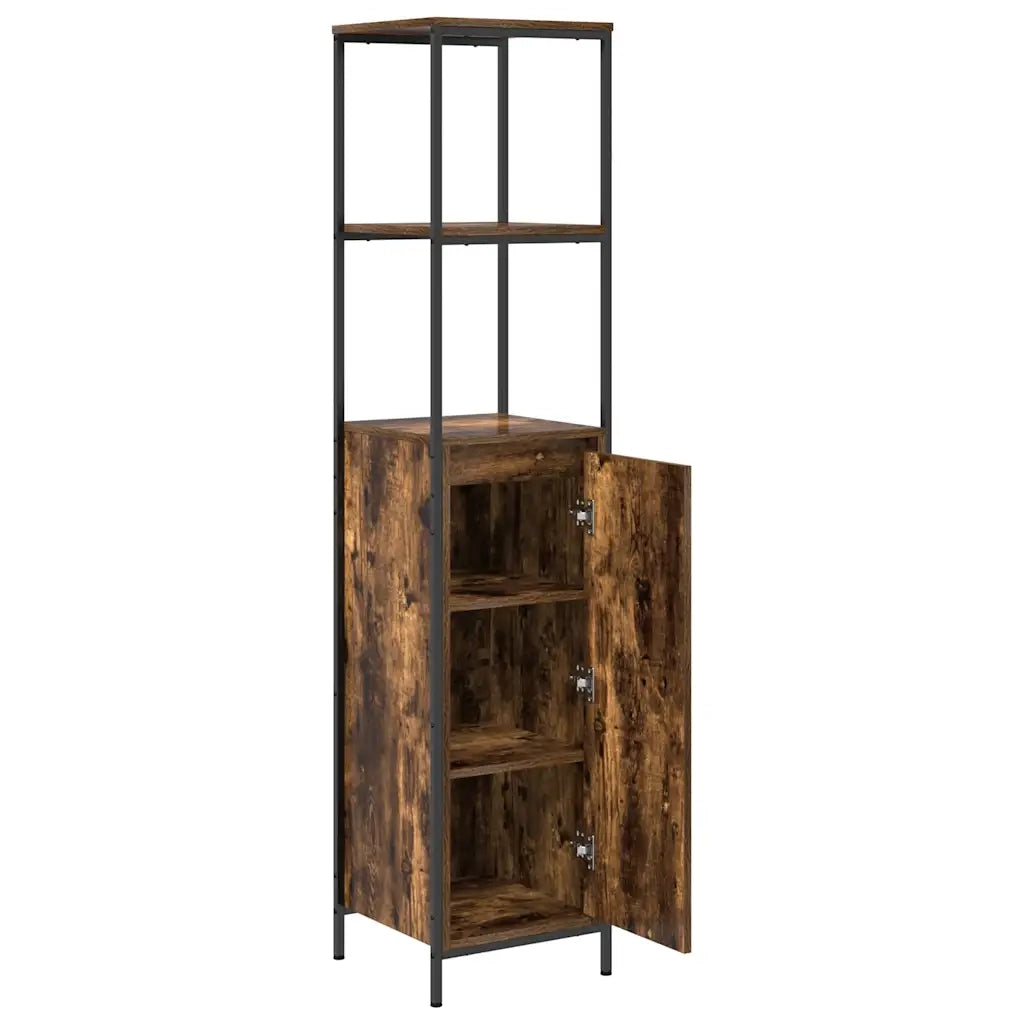 vidaXL Mobile da Bagno con Ripiani Rovere Fumo 36x35x165 cm