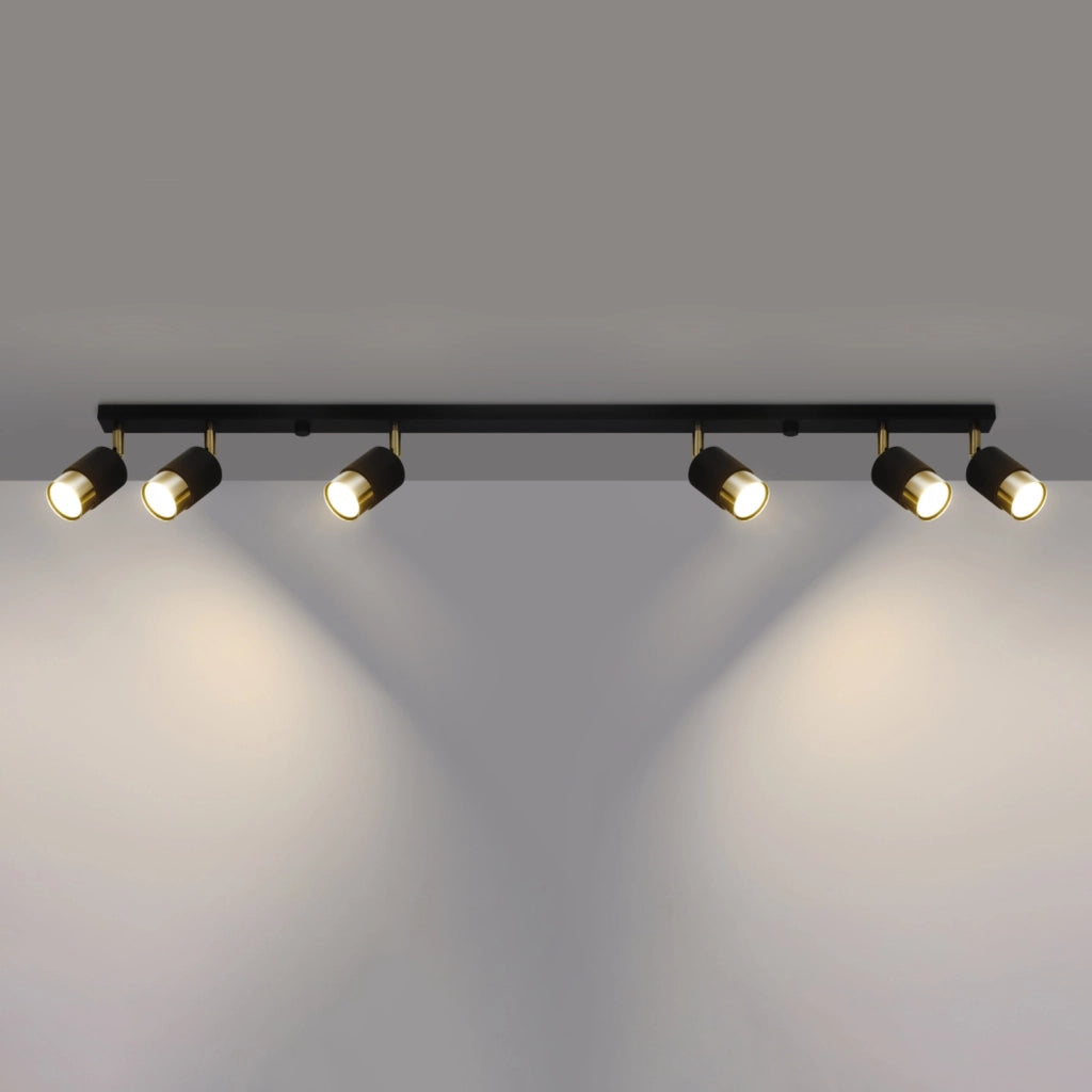 Spot soffitto lineare nero/oro 6xGU10 10W OSCURO Pure Lume