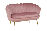 Divano Due 2 Posti In Velluto Forma Conchiglia Gambe In Metallo 133x63x75 Cm Camera Soggiorno Ufficio  Rosa Antico