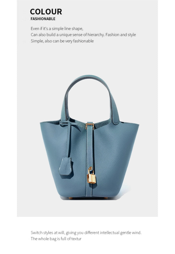 Borsa a mano da donna in vera pelle, a tracolla, a mano, a spalla, blu