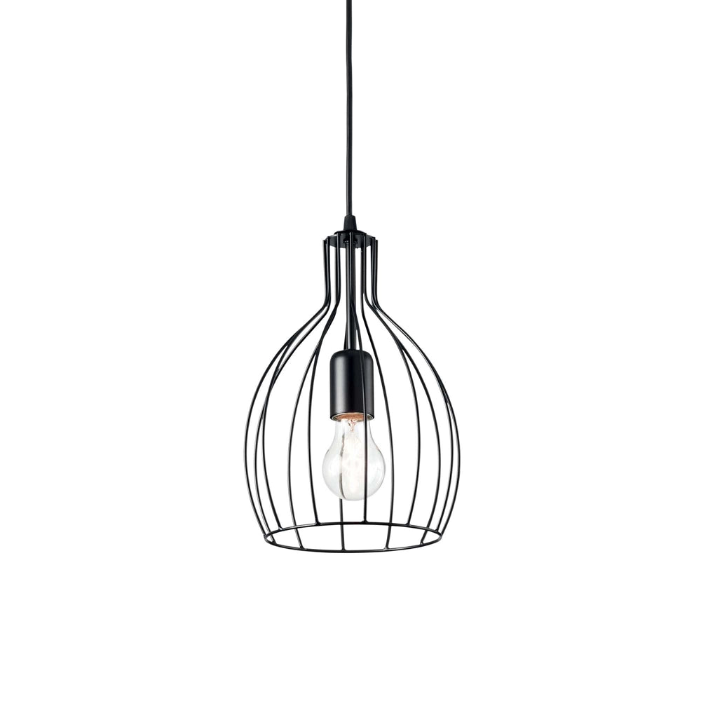 Sospensione Industrial-Minimal Ampolla-2 Metallo Nero 1 Luce E27