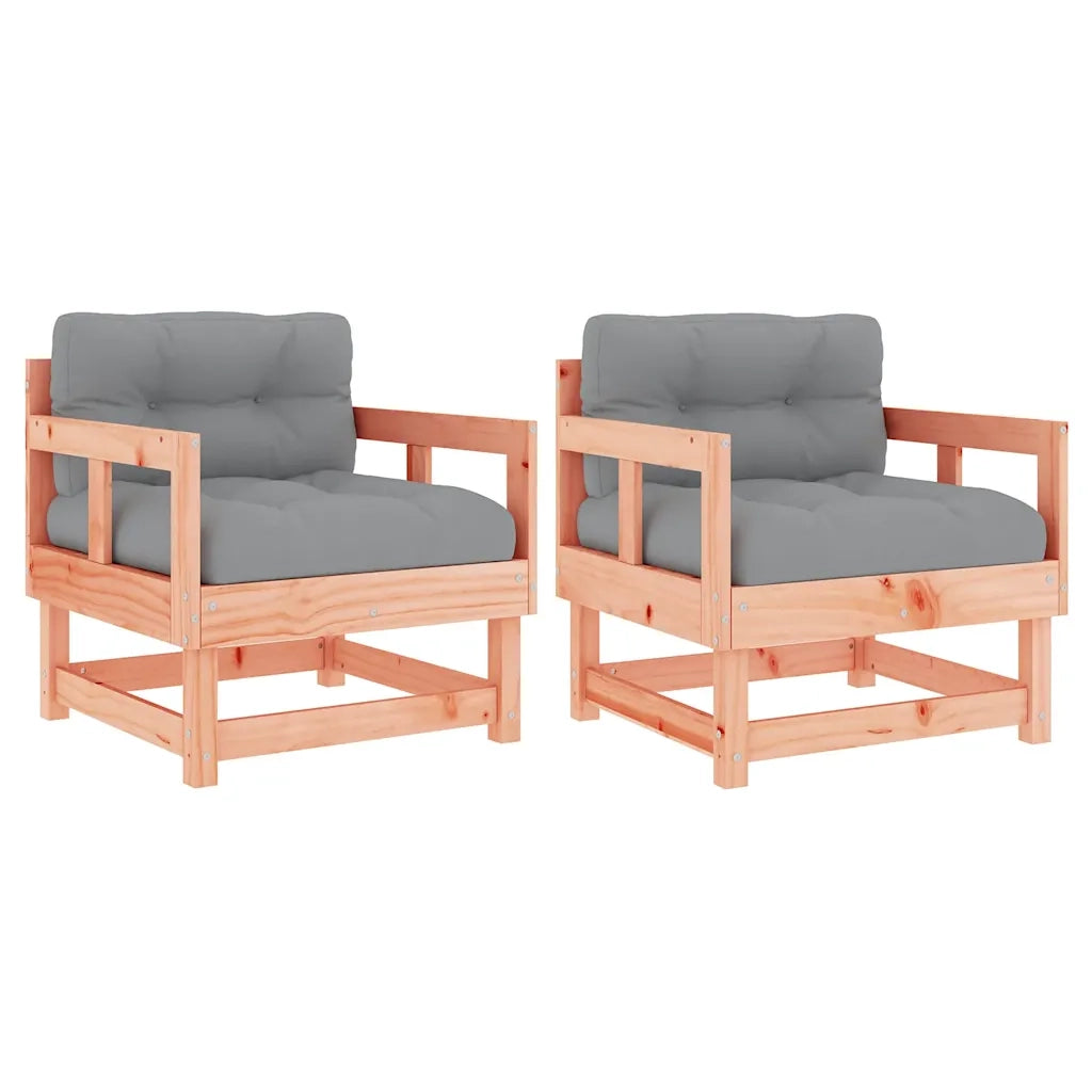 Sedia da patio-Sedie da Giardino con Cuscini 2 pz in Legno Massello di Douglas 316889