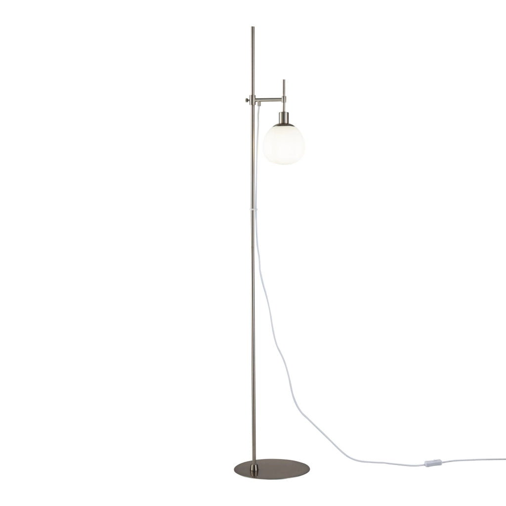 Maytoni Lampada da terra contemporanea Erich 1 luce E14 nichel metallo diffusore vetro