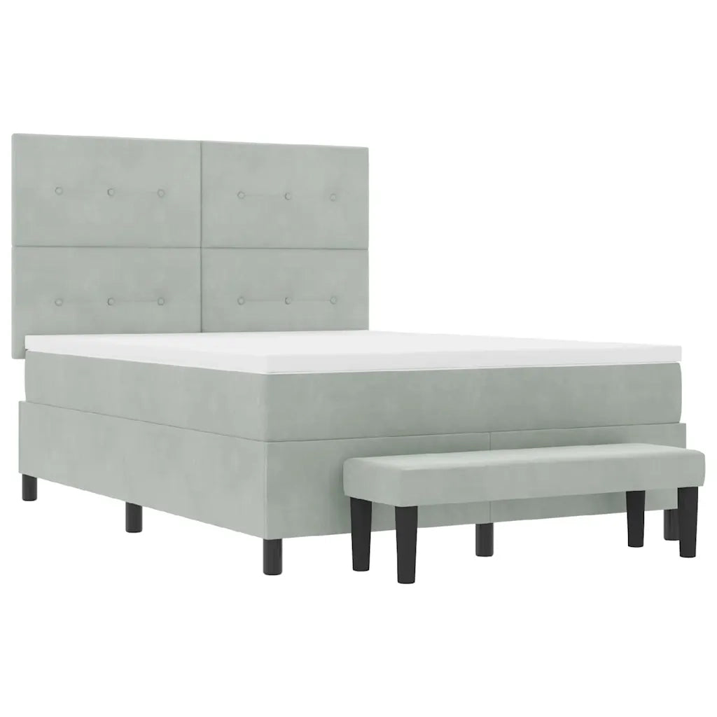 Letto a molle con materasso Grigio chiaro 160 x 200 cm Velluto