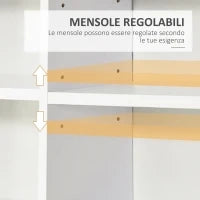 Libreria Porta CD in Legno con 3 Colonne da 12 Ripiani ad Altezza Regolabile, 102x23.5x195 cm, Bianco