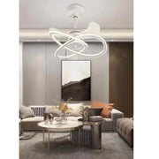 Trade Shop - Lampadario Moderno Led Ad Intreccio Con Ventilatore A Soffitto Dimmerabile 60005 -