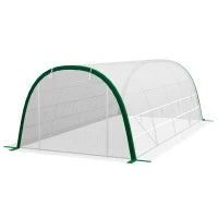Serra da Giardino a Tunnel 18 m² con 8 finestre, Porta con Zip Arrotolabile, Acciaio zincato, Telo PE, 6L x 3l x 2H m, Bianco