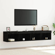 Set mobile TV con led 2 pz-Credenza per TV Rovere nero 80 x 30 x 30 cm