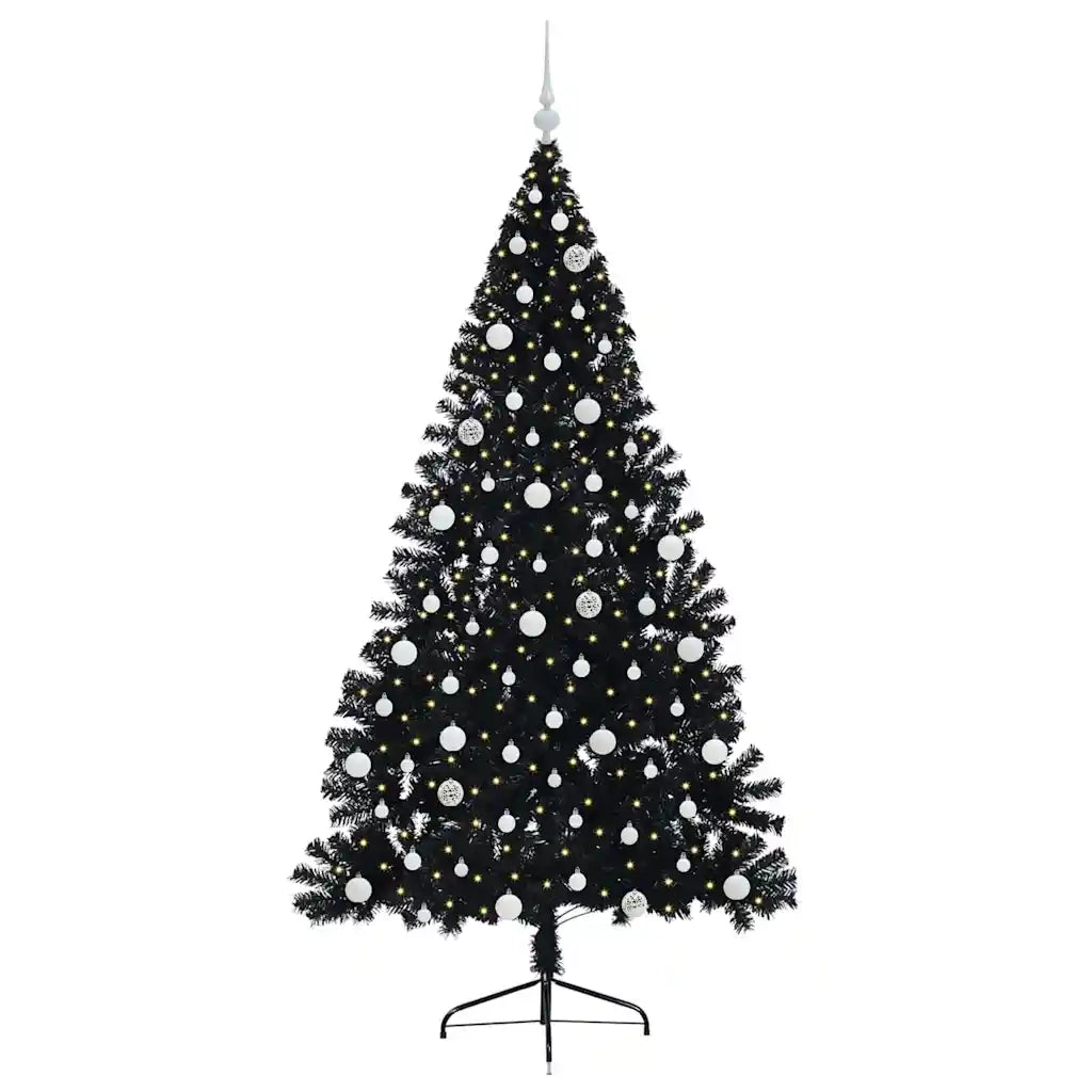 Albero di Natale artificiale con luci integrate Nero 210 cm PVC 3397157