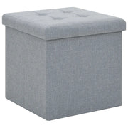 Pouf Pieghevoli con Contenitore 2pz Grigio Chiaro in Simil Lino 247080