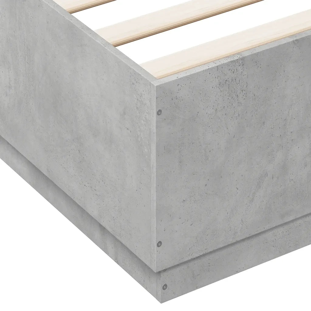 Letto matrimoniale | Letto per adulti | Giroletto Grigio Cemento 150x200 cm in Legno Multistrato