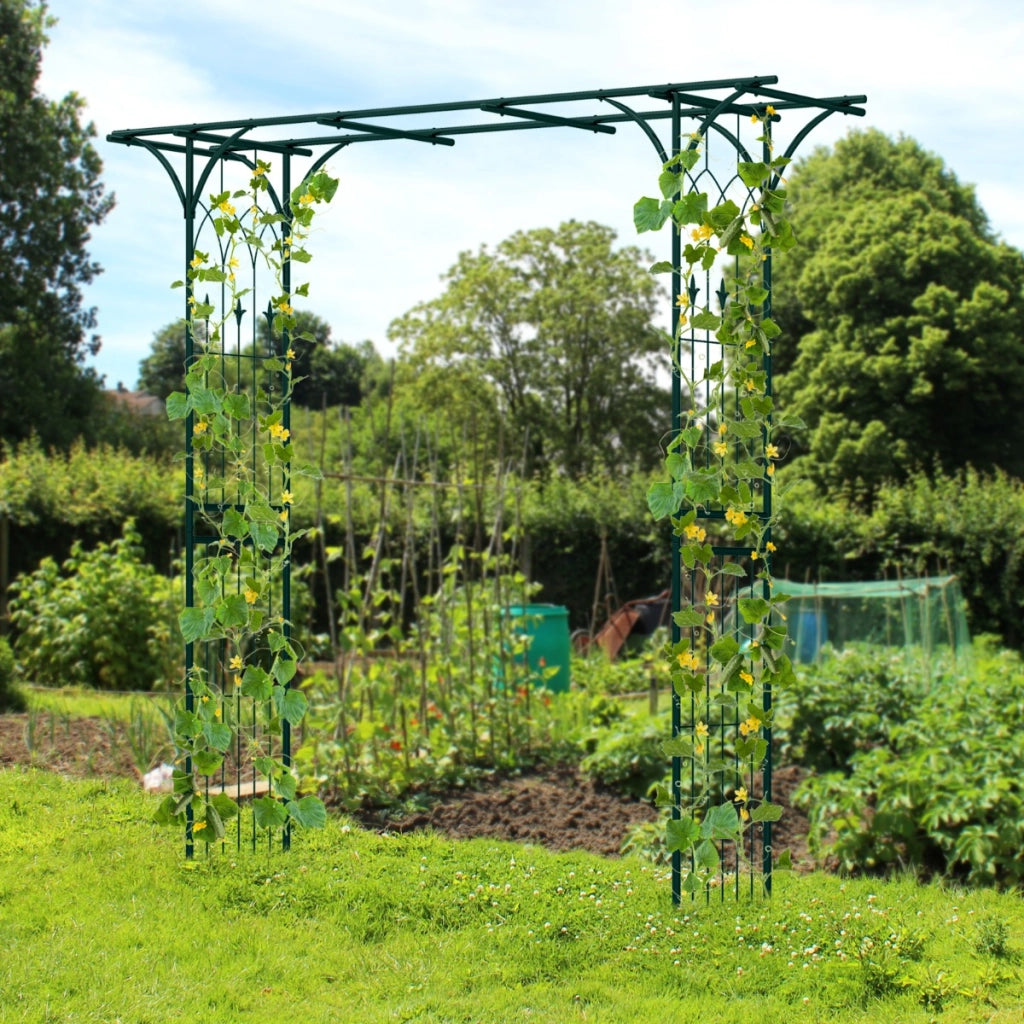 Arco da giardino 205cm decorativo per prato, Metallo per piante rampicanti da giardino pesante Verde-Decorazioni da giardino