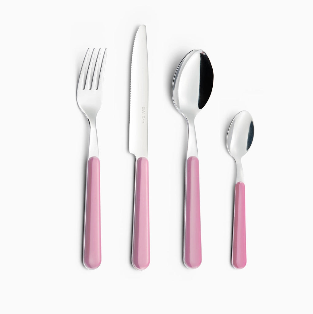 Servizio Set di Posate 24 pezzi in Acciaio Inox Eme Brio Fuxia 12