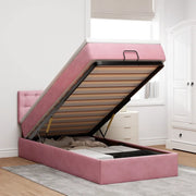 Struttura Letto Pouf con Materasso Rosa 100x200 cm Velluto 3311902