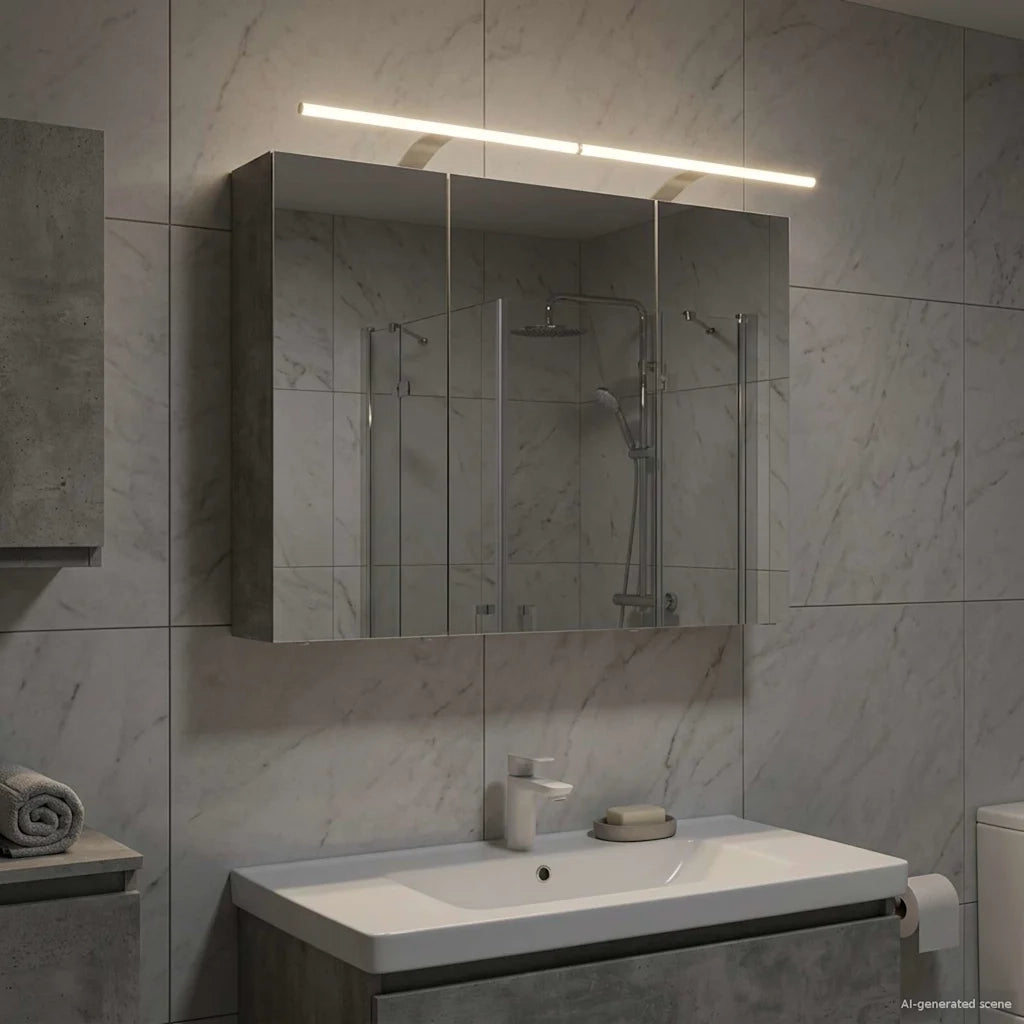 Mobiletto per specchio da Bagno | Armadio da bagno con lo scaffale Grigio cemento