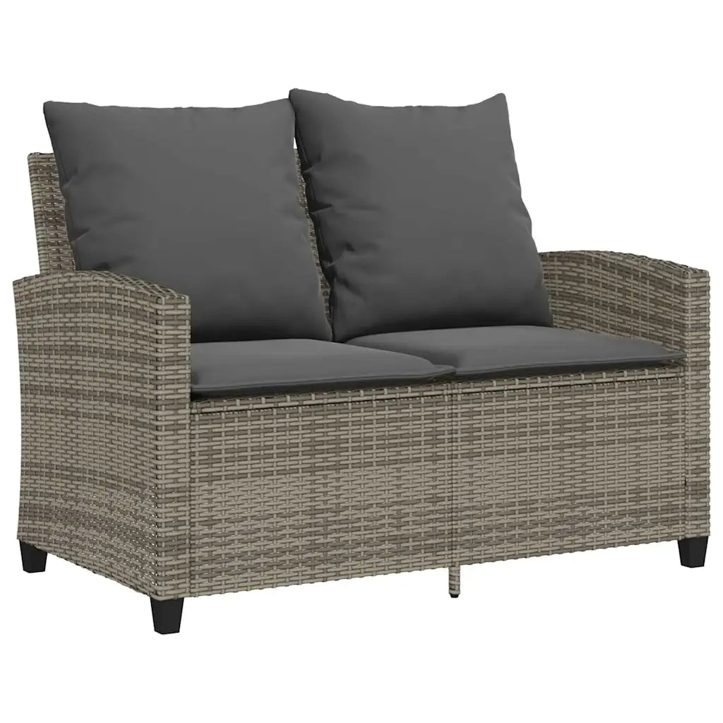 Divano da Giardino a 2 Posti Cuscini&Tavolo-Sofa da Giardino-Divano da esterno Grigio Polyrattan 917499