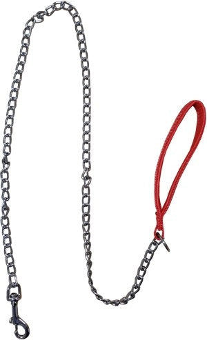GUINZAGLIO PER CANI CON CATENA IDEAL STAR CON MANICO IMBOTTITO 25 mm x 120 cm - IDEAL STAR