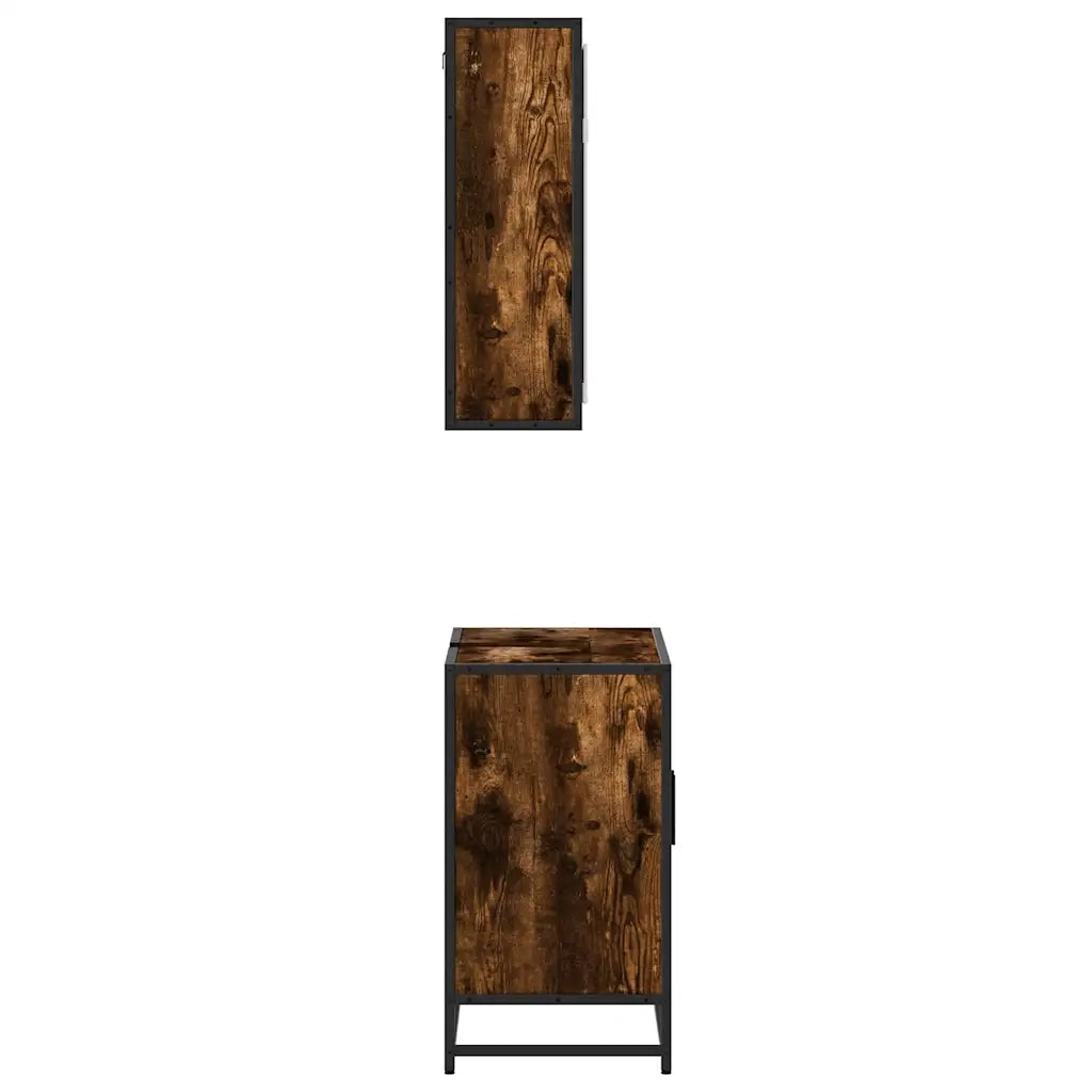 vidaXL Set Mobili da Bagno 2 pz Rovere Fumo in Legno Multistrato
