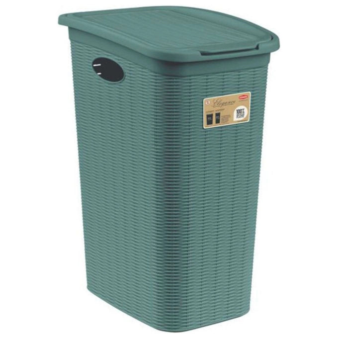 Stefanplast portabiancheria 36 litri con coperchio, verde te', impilabile, impugnature integrate, polipropilene riciclato