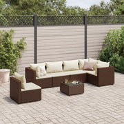 Set Divani da Giardino 7 pz con Cuscini in Polyrattan Marrone