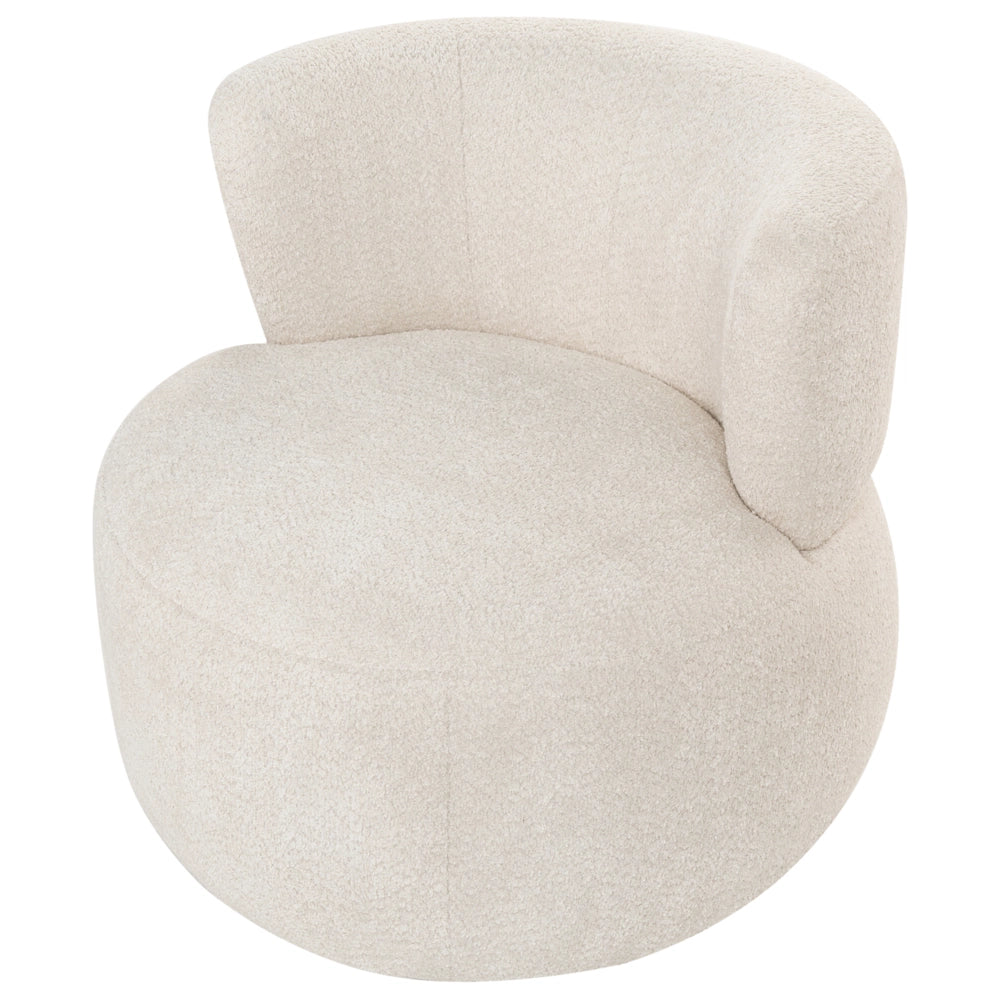 Poltrona Accogliente in Poliestere Chenille Beige Chiaro Design Moderno Seduta Confortevole Senza Braccioli Schienale Curvo Stile Scandinavo