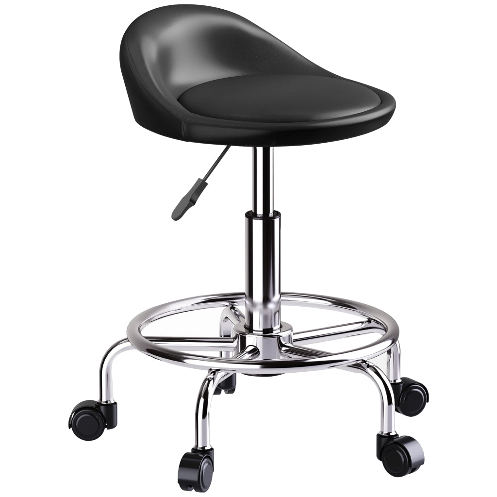 Sgabello regolabile in altezza con schienale ¨C zephmum ¨C 59-75 cm, girevole 360¡ã, nero