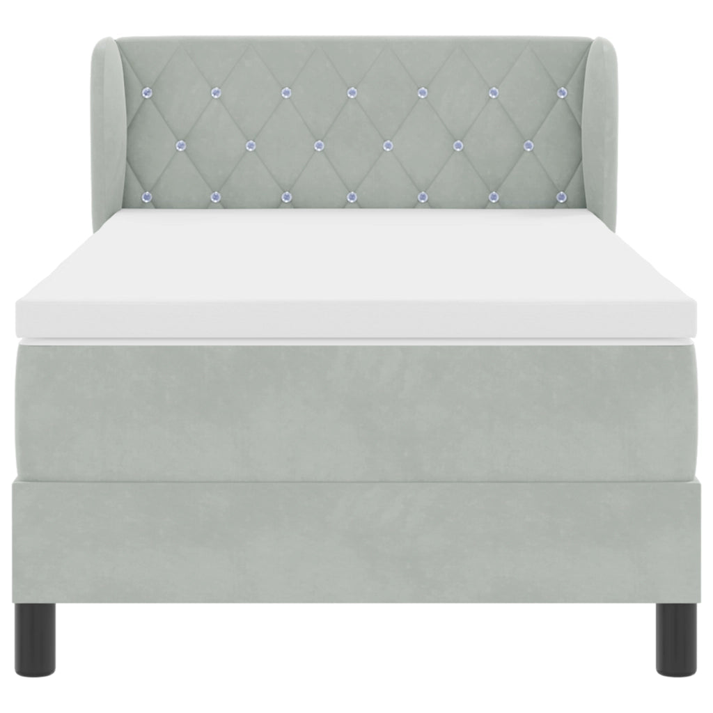 Letto a contenitore con materasso Grigio chiaro 90x200 cm Velluto