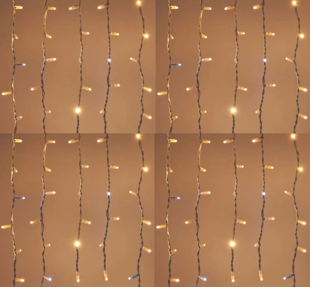 Tenda Luminosa LED 2x1.6 metri 160 Maxi LED Reflex Bianco Caldo e Flash Freddo Esterno Interno Cavo Gommato Bianco IP67 Prolungabile fino 20 mt per Natale, Matrimoni, Feste, Allestimenti Professionali