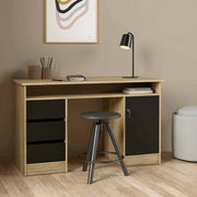 Scrivania Shanshan, Scrittoio multiuso, Tavolo per ufficio porta PC, Piano di lavoro, 126x55 h76 cm, Quercia e Nero