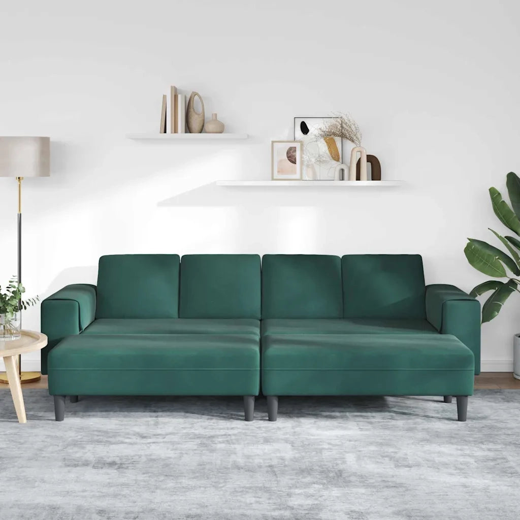 Set di divani 3 pcs Verde scuro Velluto